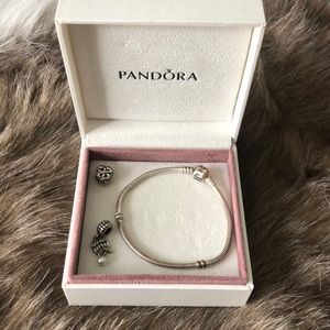 Pandora charm bracelet with 2 charms.